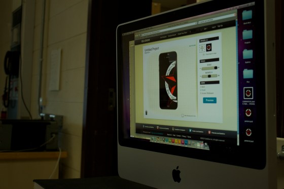 Jordan McEvoy lays out his design of the local RND band, 'The Stone Throws' logo on the Gelaskins website.